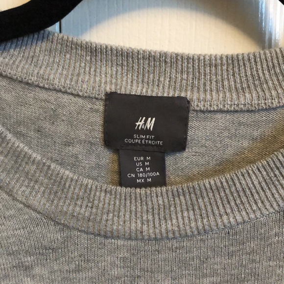 Mens H&M Slim Fit Grey Heather Long Sleeve Shirt Size M - Picture 3 of 4
